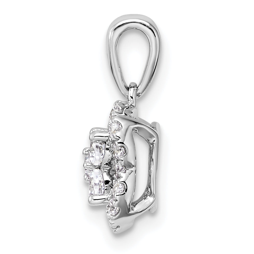 14k White Gold 3/8 carat Lab Grown Diamond VS/SI+ G+ Square Halo Pendant Secondary image
