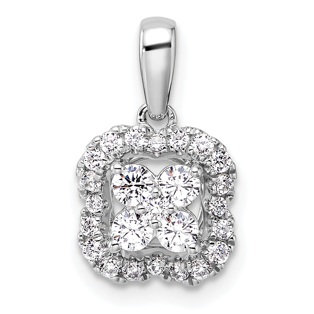14k White Gold 3/8 carat Lab Grown Diamond VS/SI+ G+ Square Halo Pendant Main image