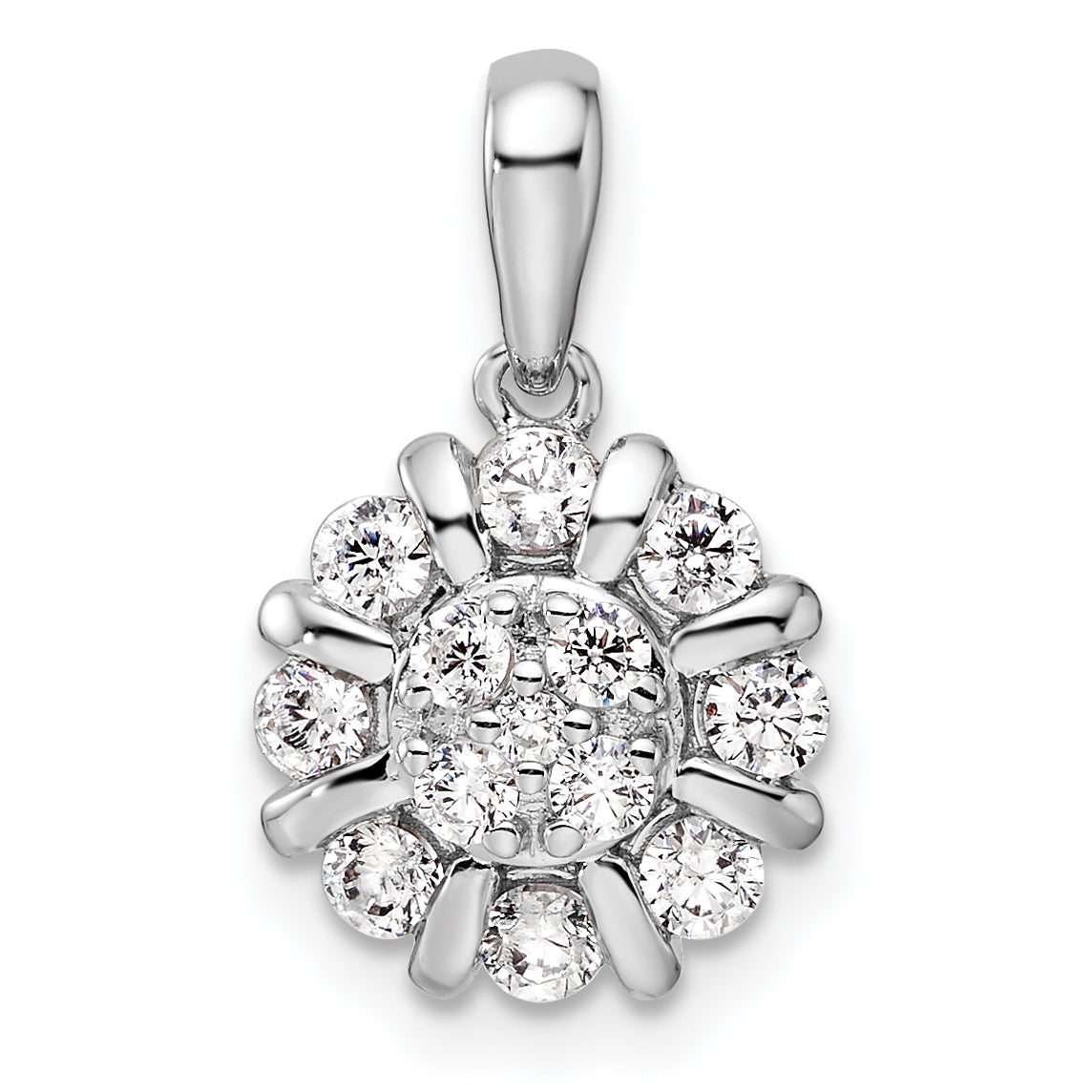 14k White Gold 1/2 carat Lab Grown Diamond VS/SI+ G+ Complete Halo Pendant Main image