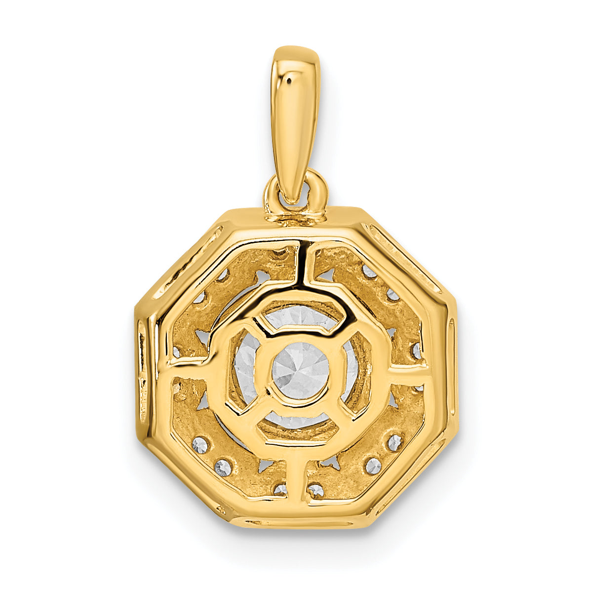 14k Two-tone 3/4 carat Lab Grown Diamond VS/SI+ G+ Octogon Halo Pendant