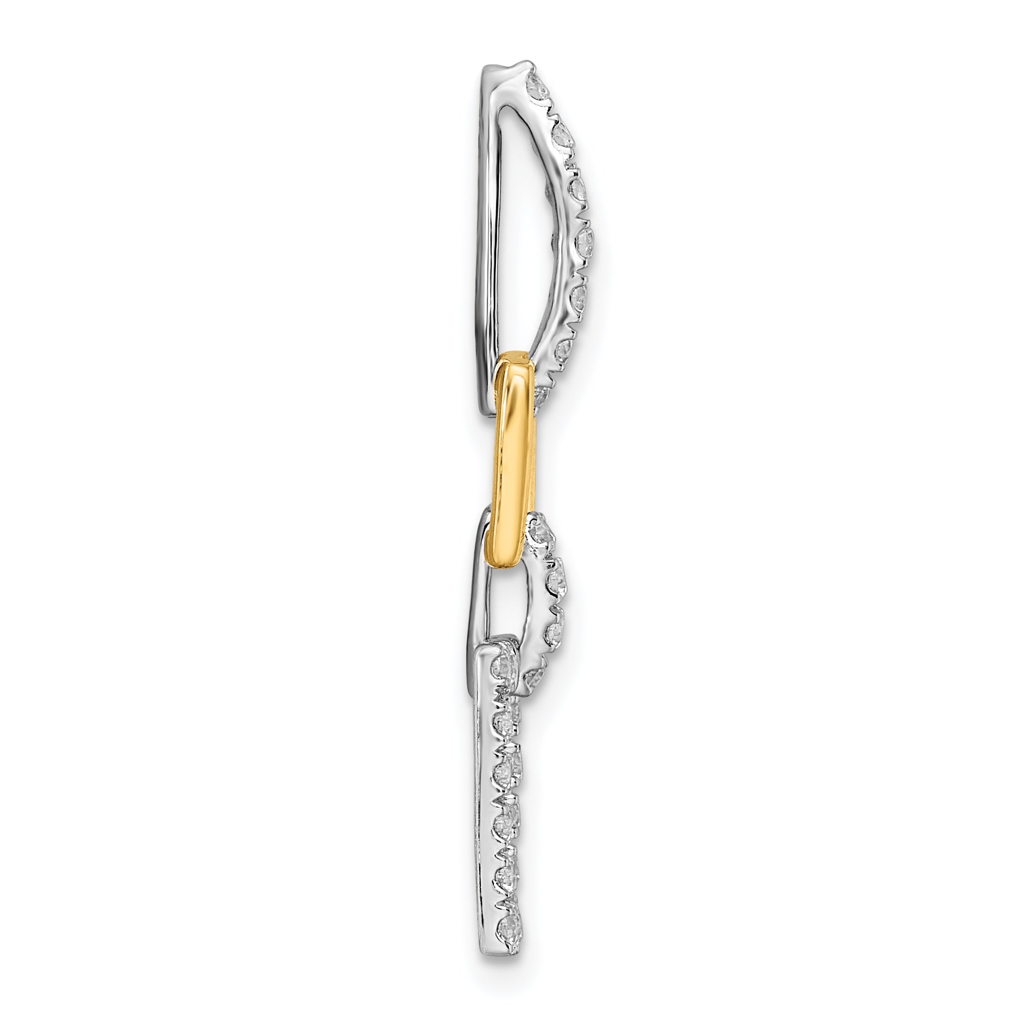14k Two-Tone 1/2 carat Lab Grown Diamond VS/SI+ G+ Dangle Square Chain Slide Pendant Secondary image