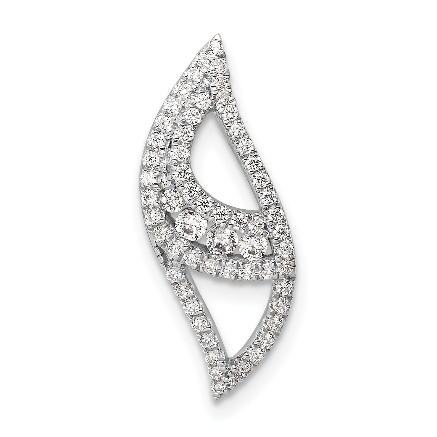 14k White Gold 3/8 carat Lab Grown Diamond VS/SI+ G+ Complete Fashion Chain Slide Pendant
