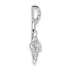 14k White Gold 1/5 carat Lab Grown Diamond VS/SI+ G+ Flower on Heart Pendant