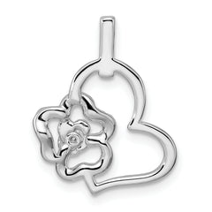 14k White Gold 1/5 carat Lab Grown Diamond VS/SI+ G+ Flower on Heart Pendant