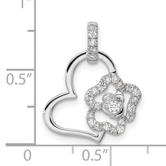 14k White Gold 1/5 carat Lab Grown Diamond VS/SI+ G+ Flower on Heart Pendant