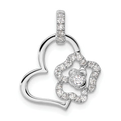14k White Gold 1/5 carat Lab Grown Diamond VS/SI+ G+ Flower on Heart Pendant