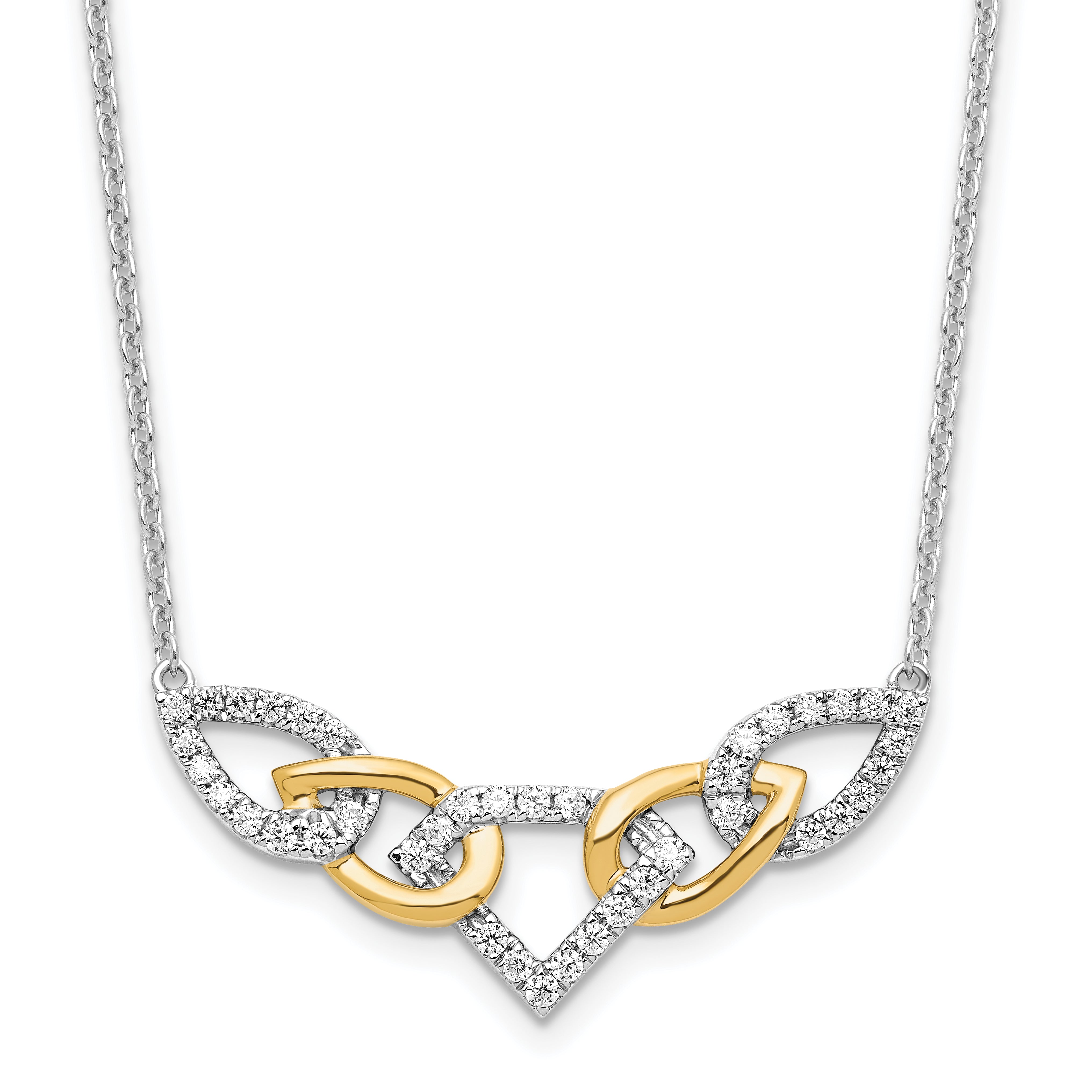 14K Two-Tone Lab Grown VS/SI+ G+ Dia Linked Teardrop Necklace