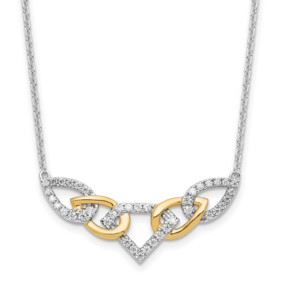14K Two-Tone Lab Grown VS/SI+ G+ Dia Linked Teardrop Necklace