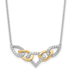 14K Two-Tone Lab Grown VS/SI+ G+ Dia Linked Teardrop Necklace