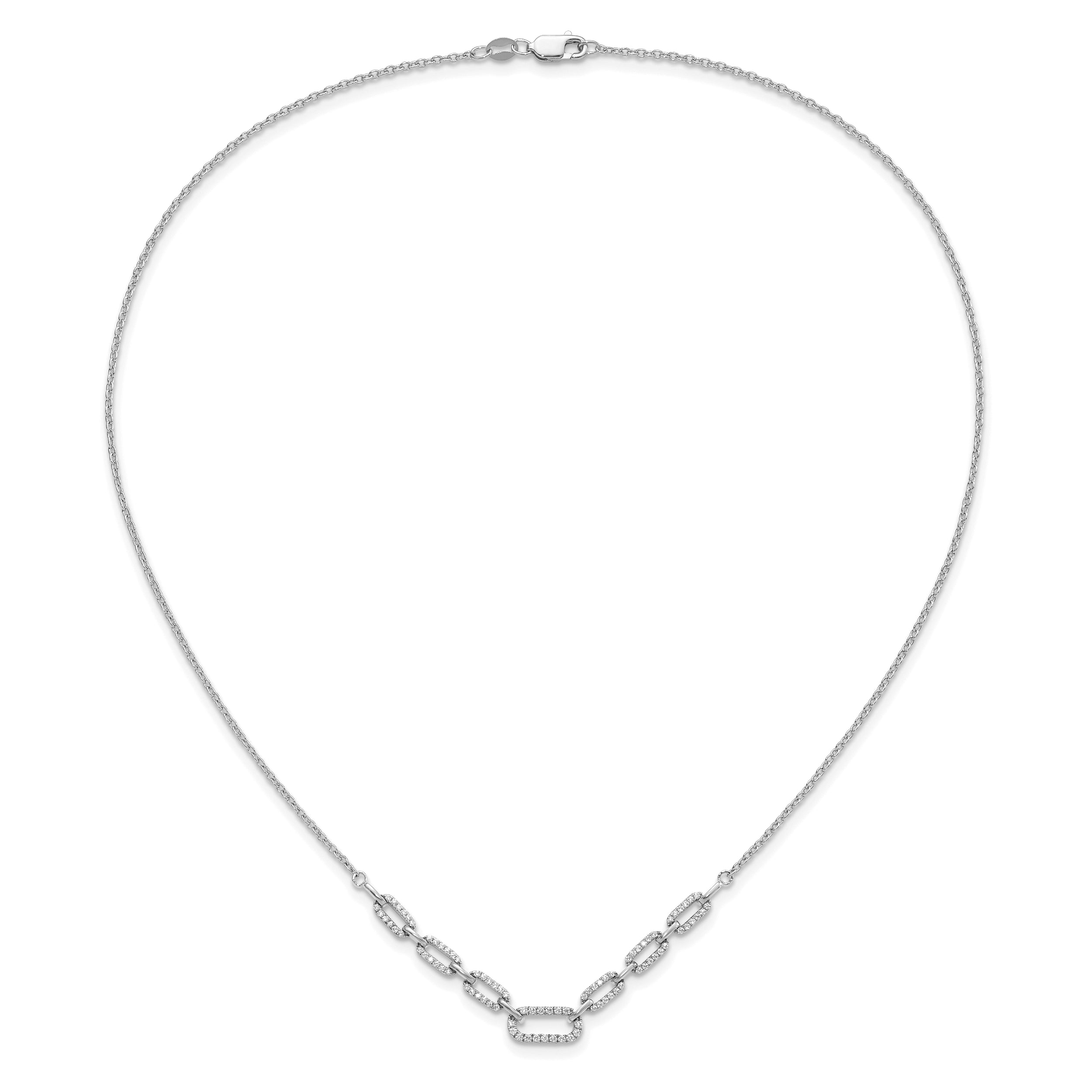 14k White Gold 1/2 carat Lab Grown Diamond VS/SI+ G+ 18.25 inch Fashion Link Necklace
