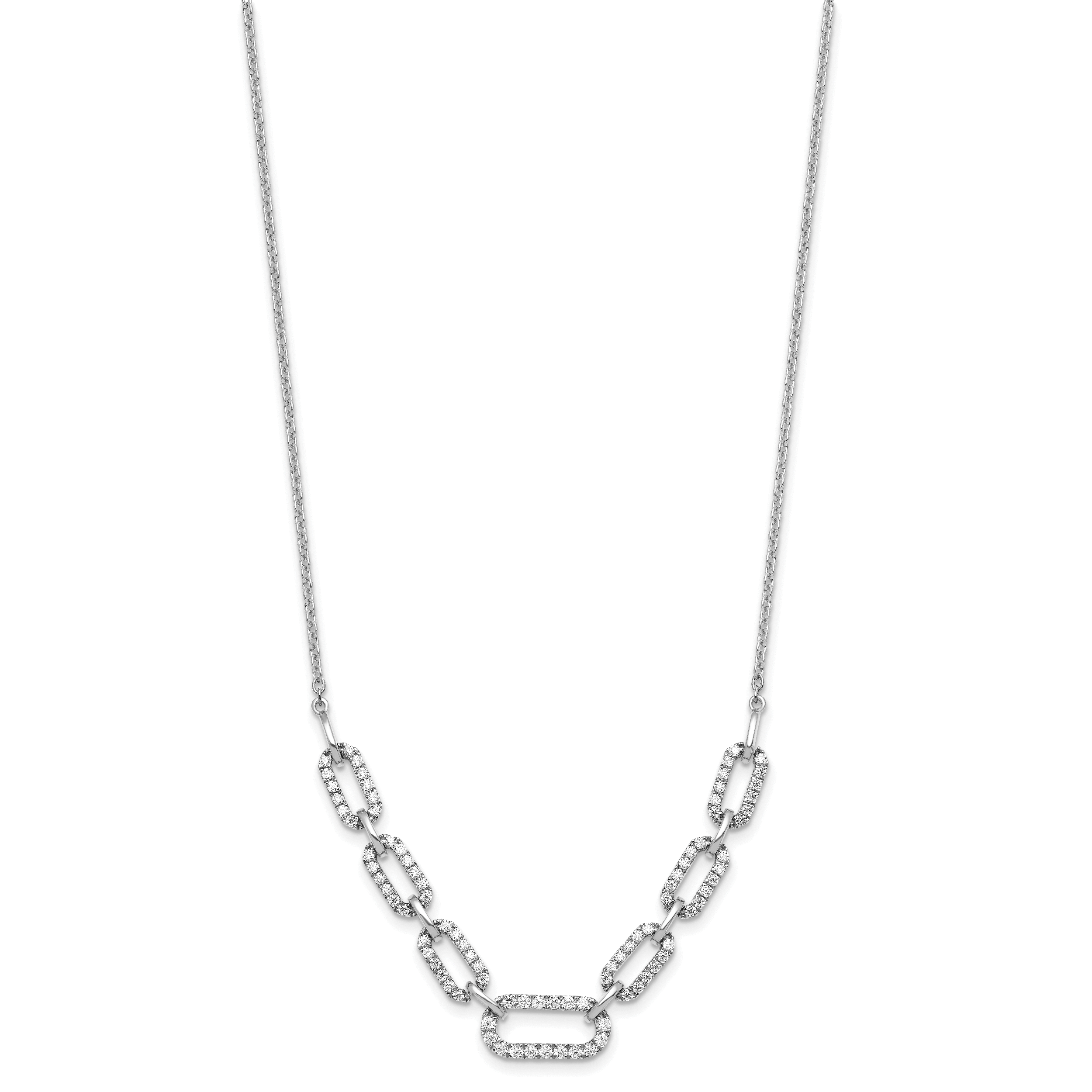 14k White Gold 1 carat Lab Grown Diamond VS/SI+ G+ 18 inch Fashion Link Necklace