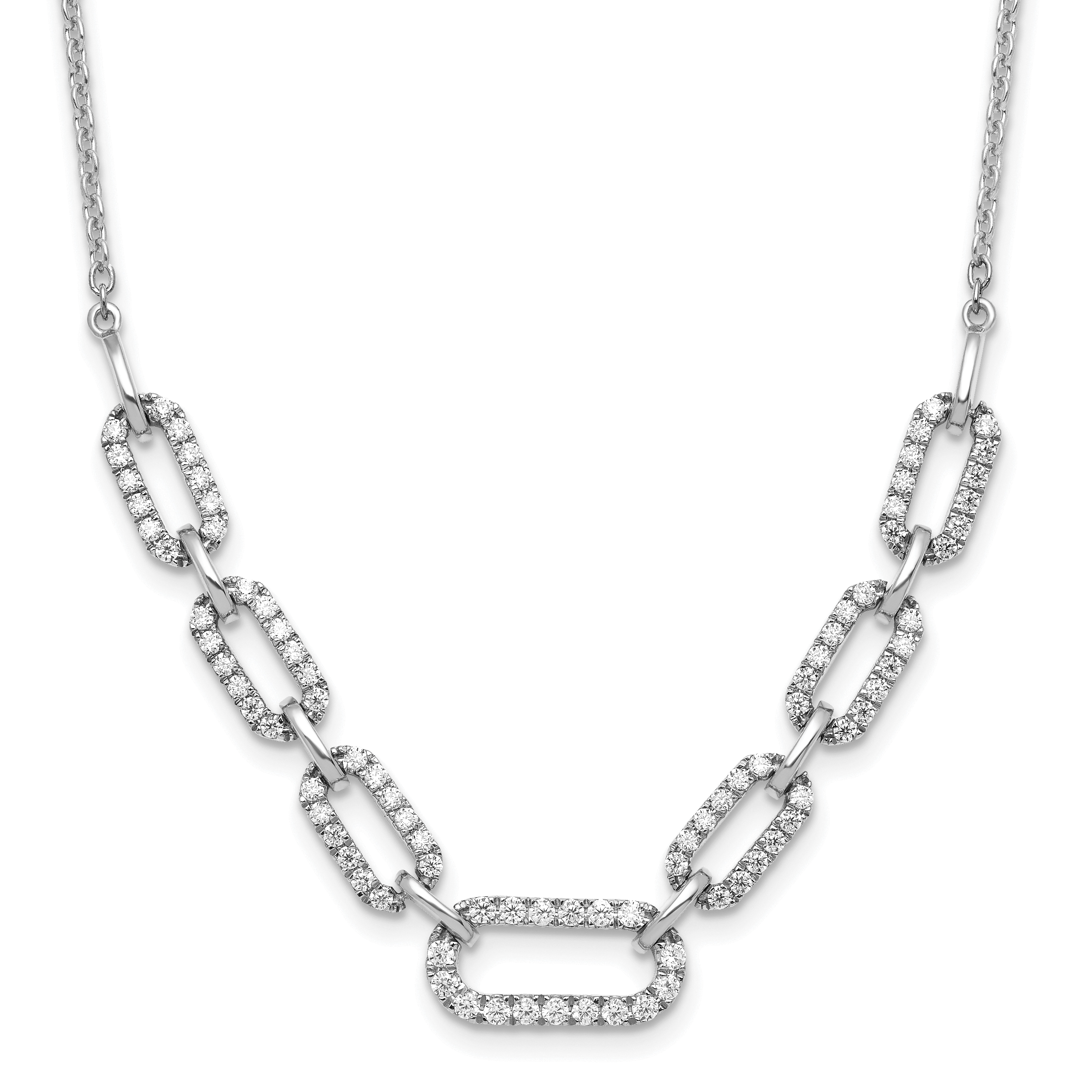 14k White Gold 1 carat Lab Grown Diamond VS/SI+ G+ 18 inch Fashion Link Necklace Main image