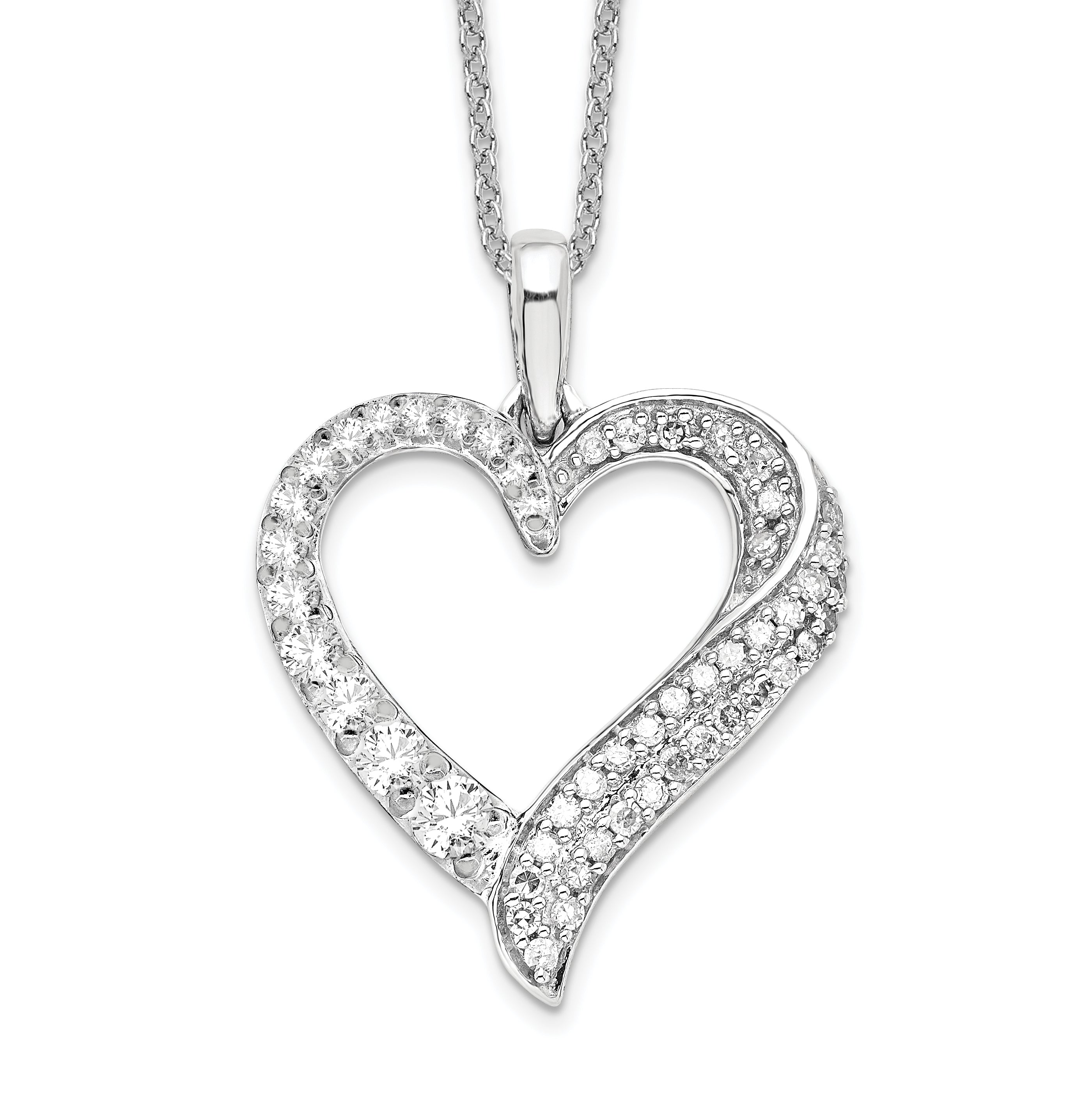 14k White Gold 1/2 carat Lab Grown Diamond VS/SI+ G+ Complete 18 inch Heart Necklace