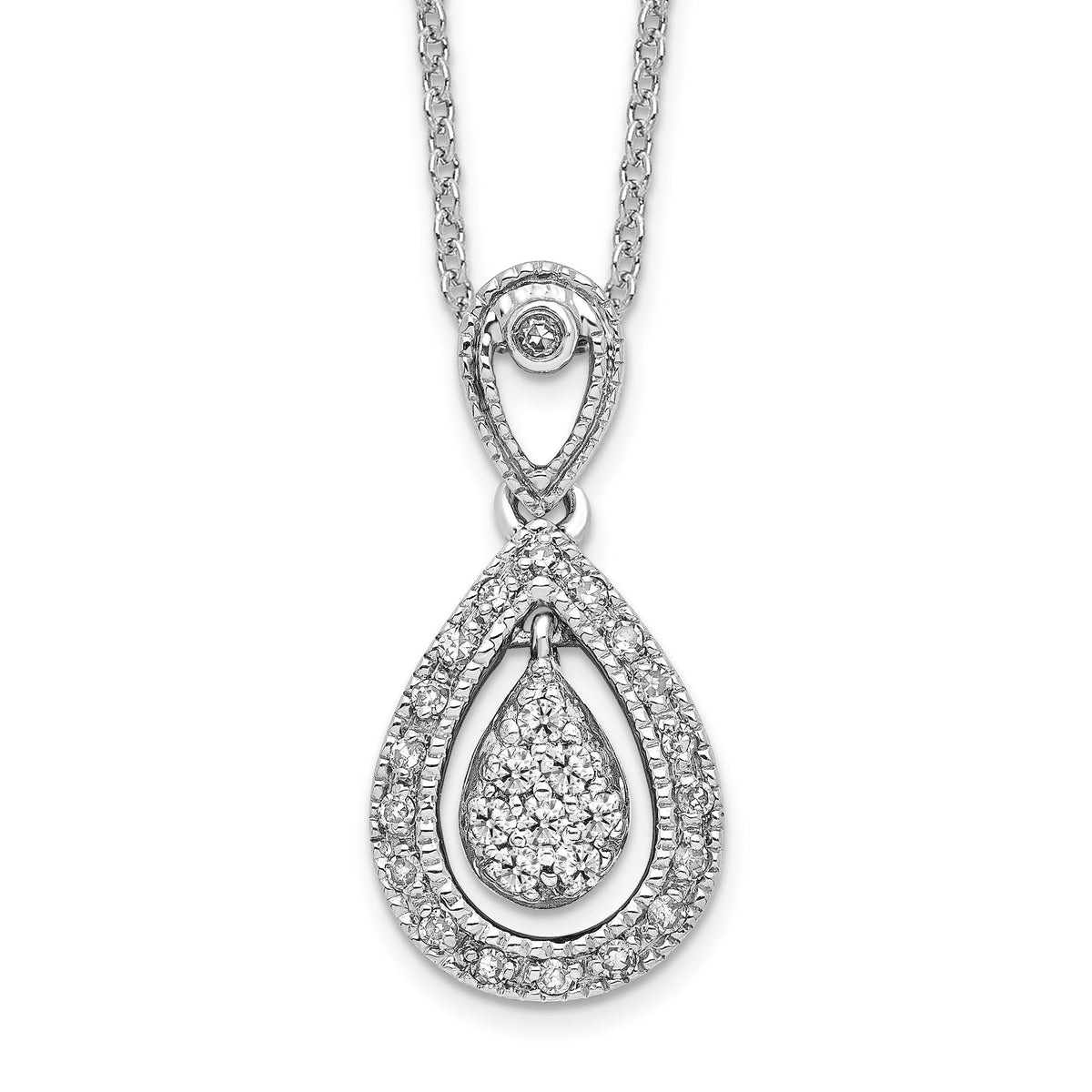 Lab-Grown Diamond Teardrop Necklace in 14K White Gold (1/5 ct. tw.), 18 Inch - Sophia Jewelers Main image
