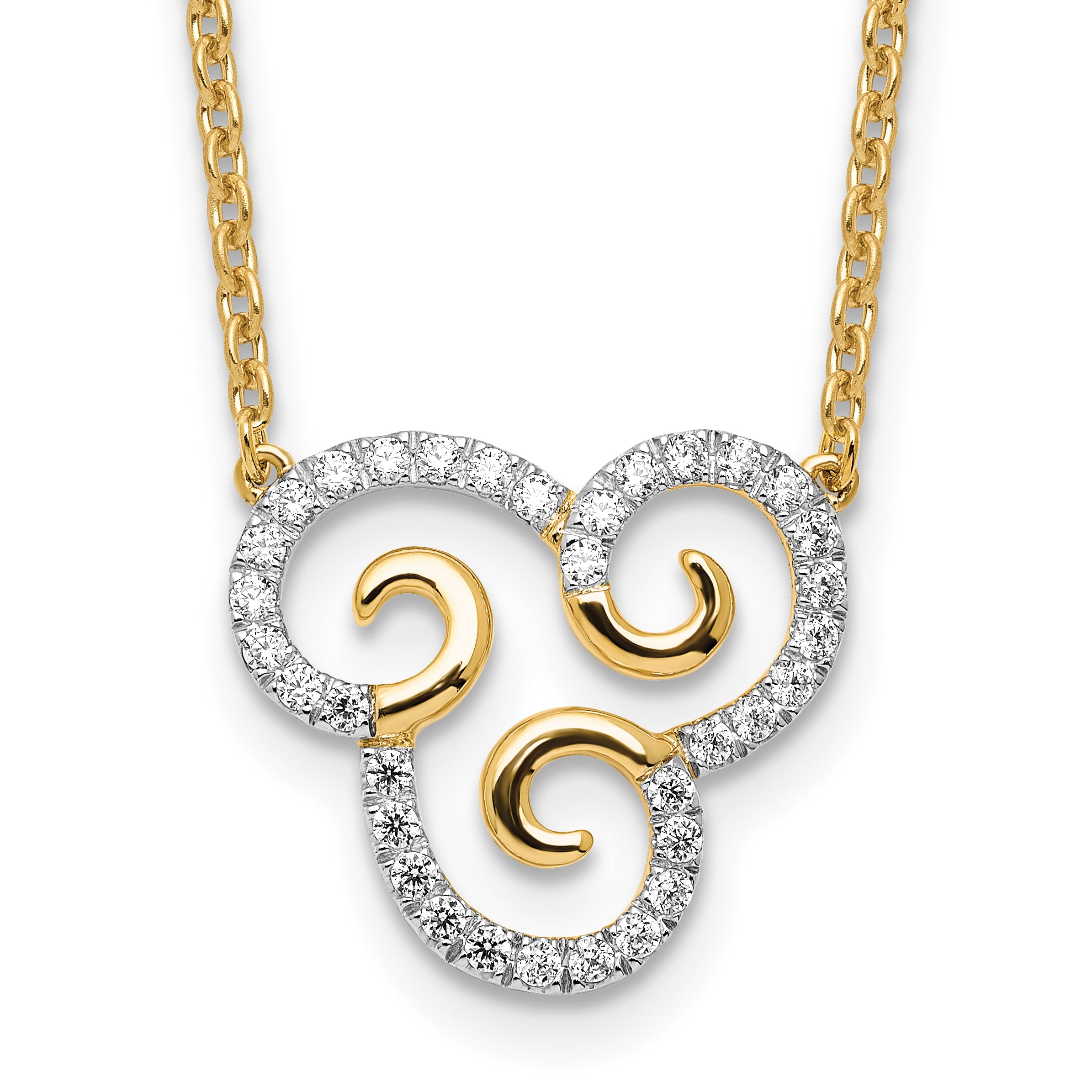 14k 1/4 carat Lab Grown Diamond VS/SI+ G+ Complete Swirls 18 inch Necklace