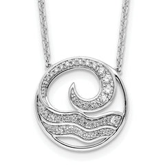 14K White Gold Lab Grown VS/SI+ G+ Dia Ocean in Circle Necklace