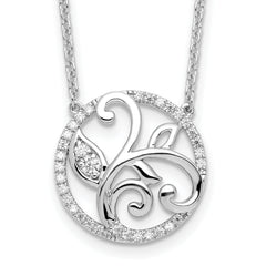 14K White Gold Lab Grown VS/SI+ G+ Dia Floral Circle Necklace