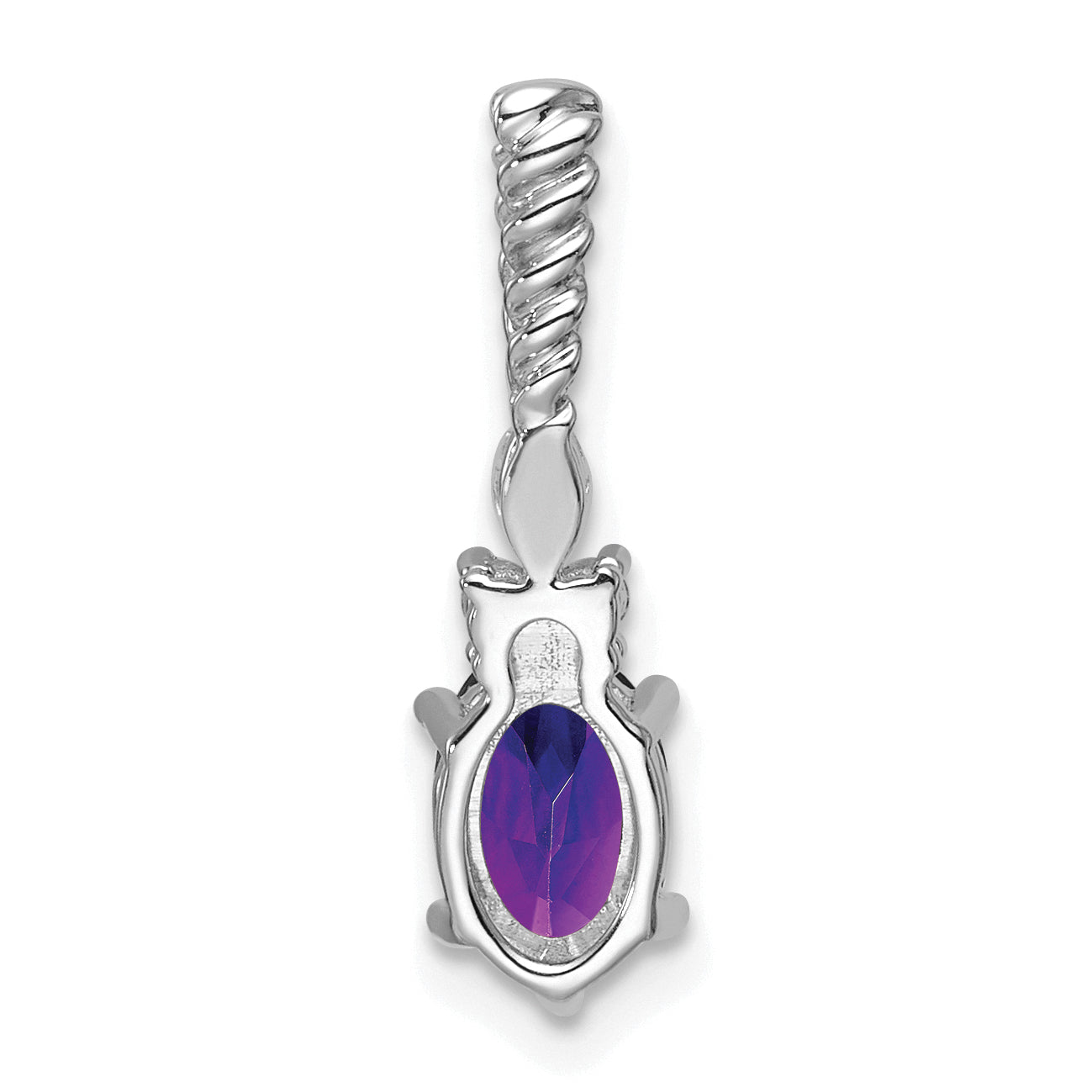 14K White Gold Polished Diamond and Amethyst Twisted Chain Slide