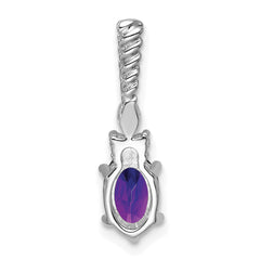 14K White Gold Polished Diamond and Amethyst Twisted Chain Slide