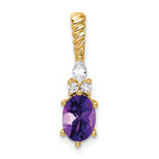 14K Polished Diamond and Amethyst Twisted Chain Slide