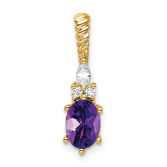 14K Polished Diamond and Amethyst Twisted Chain Slide