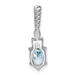 14K White Gold Polished Diamond and Aquamarine Twisted Chain Slide