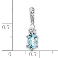 14K White Gold Polished Diamond and Aquamarine Twisted Chain Slide