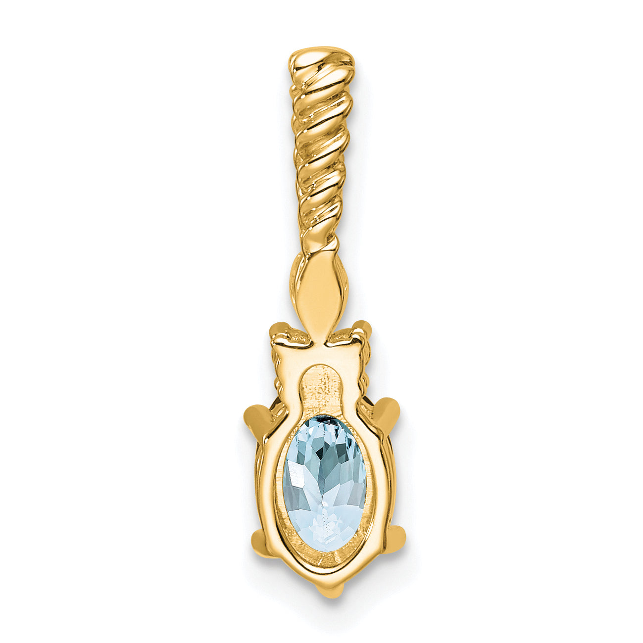 14K Polished Diamond and Aquamarine Twisted Chain Slide