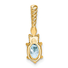 14K Polished Diamond and Aquamarine Twisted Chain Slide