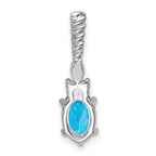 14K White Gold Polished Diamond and Blue Topaz Twisted Chain Slide