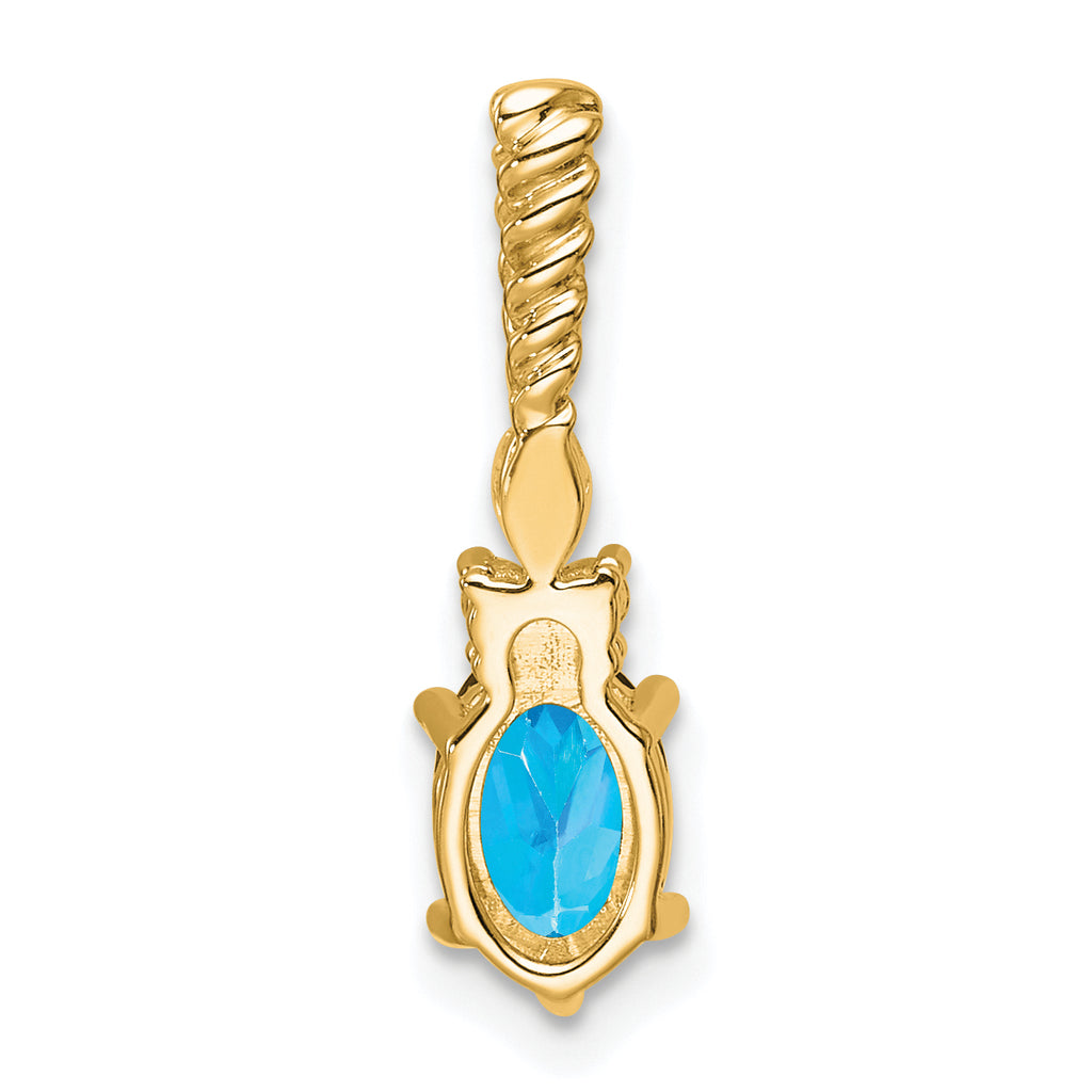 14K Polished Diamond and Blue Topaz Twisted Chain Slide