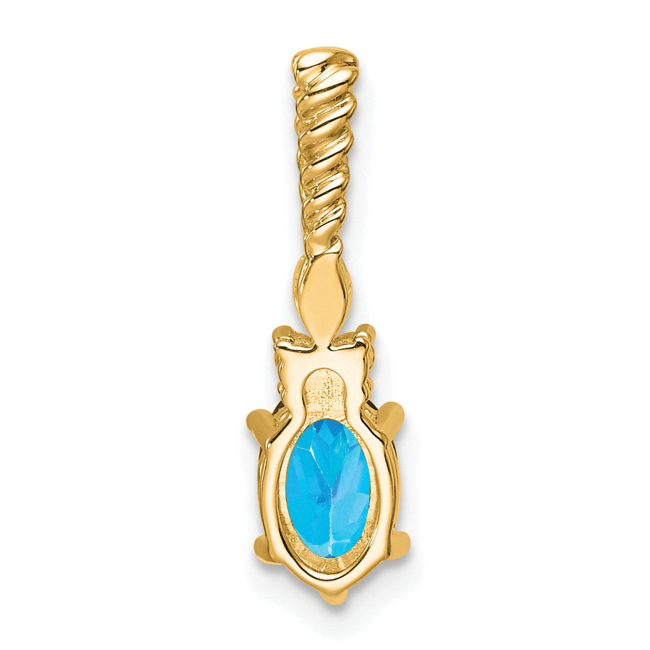 14K Polished Diamond and Blue Topaz Twisted Chain Slide