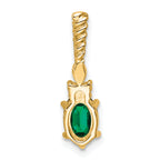 14K Polish Diamond and Lab Created Emerald Twisted Chain Slide
