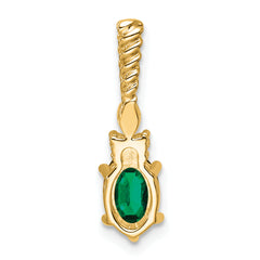 14K Polish Diamond and Lab Created Emerald Twisted Chain Slide