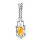 14K White Gold Polished Diamond and Citrine Twisted Chain Slide
