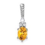 14K White Gold Polished Diamond and Citrine Twisted Chain Slide