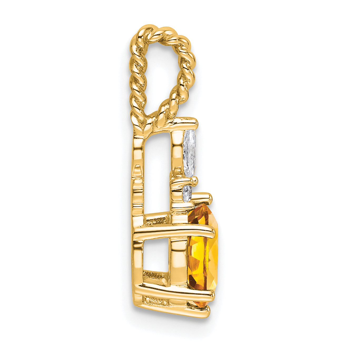 14K Polished Diamond and Citrine Twisted Chain Slide Secondary image