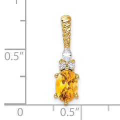 14K Polished Diamond and Citrine Twisted Chain Slide