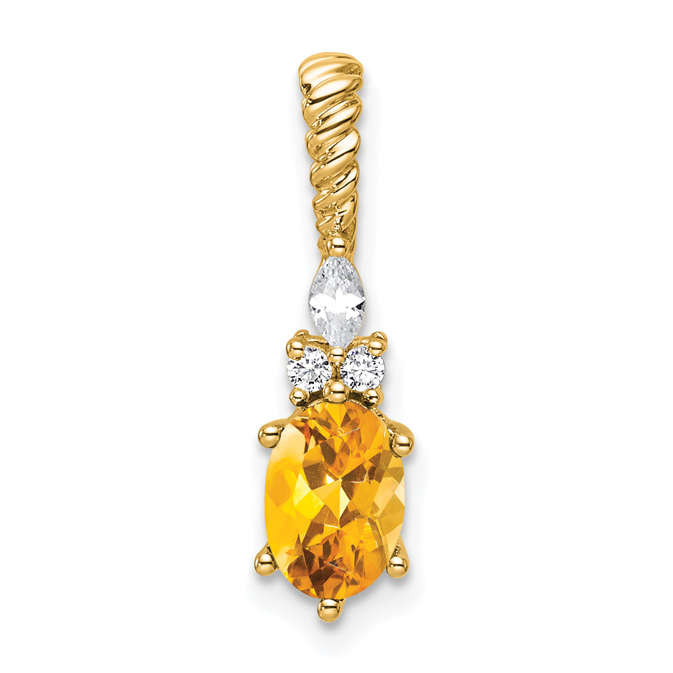 14K Polished Diamond and Citrine Twisted Chain Slide Main image
