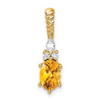 14K Polished Diamond and Citrine Twisted Chain Slide