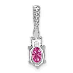 14K White Gold Polish Diamond & Lab Created Pink Sapphire Twisted Chain Sli