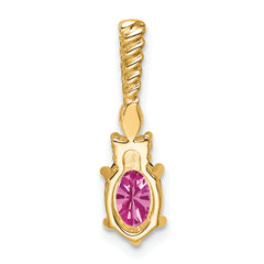 14K Polish Diamond & Lab Created Pink Sapphire Twisted Chain Slide
