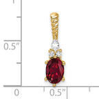 14K Polished Diamond and Lab Created Ruby Twisted Chain Slide
