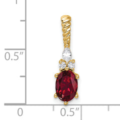 14K Polished Diamond and Lab Created Ruby Twisted Chain Slide