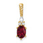 14K Polished Diamond and Lab Created Ruby Twisted Chain Slide