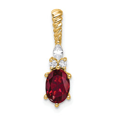 14K Polished Diamond and Lab Created Ruby Twisted Chain Slide