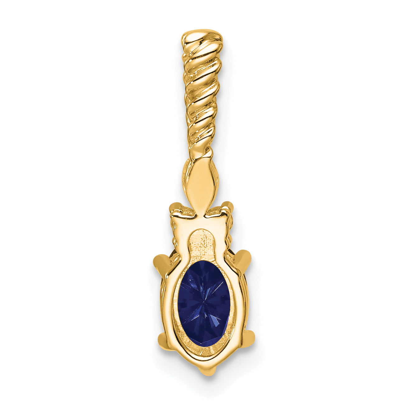 14K Polish Diamond and Lab Created Sapphire Twisted Chain Slide
