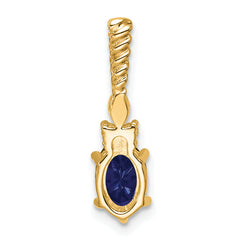 14K Polish Diamond and Lab Created Sapphire Twisted Chain Slide
