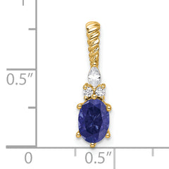 14K Polish Diamond and Lab Created Sapphire Twisted Chain Slide