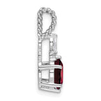 14K White Gold Polished Diamond and Garnet Twisted Chain Slide